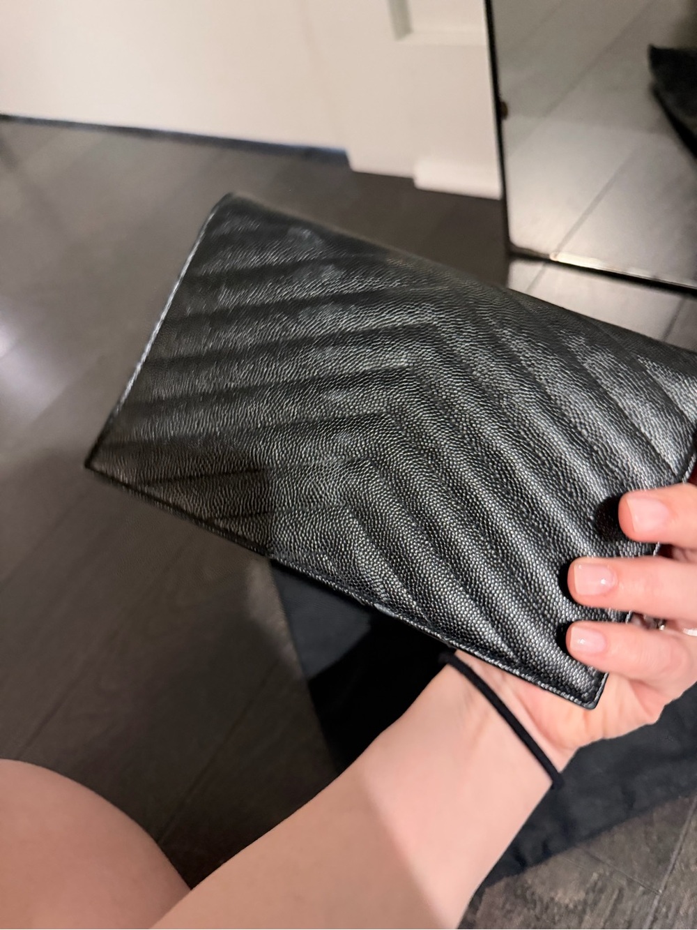 Saint Laurent Black Quilted Envelope Crossbody with Silver Chain - Picture 6 of 6